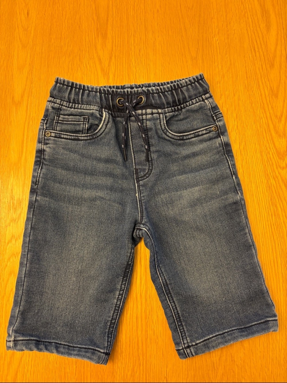 Boys Indigo Stretch Denim Shorts with Drawstring Waist - size 6 years